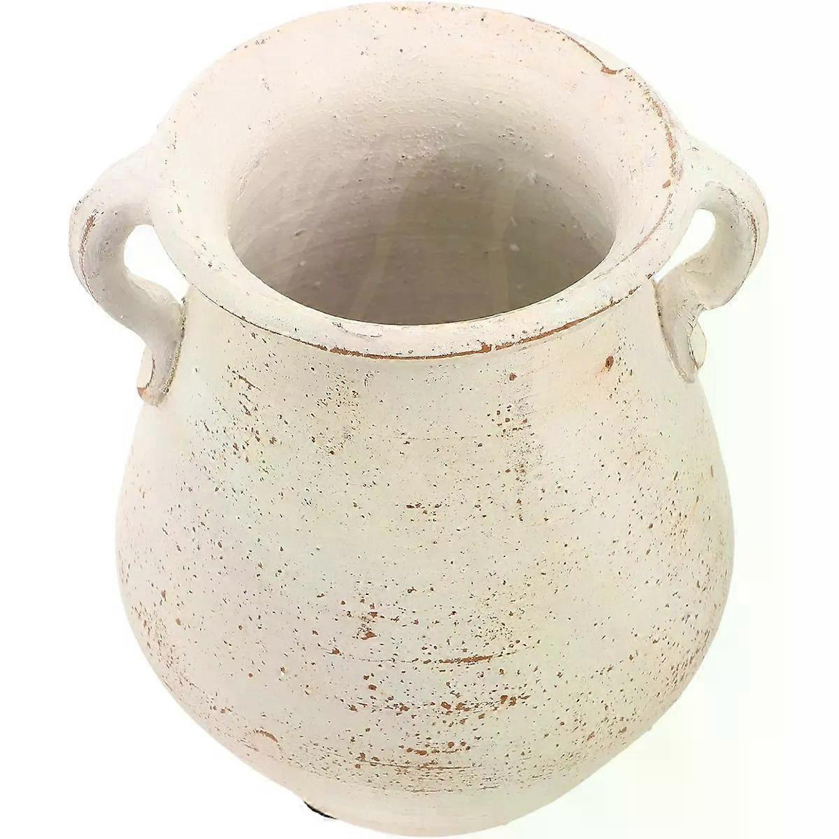 Rustic Ceramic Kitchen Utensil Holder for Countertop, Beige