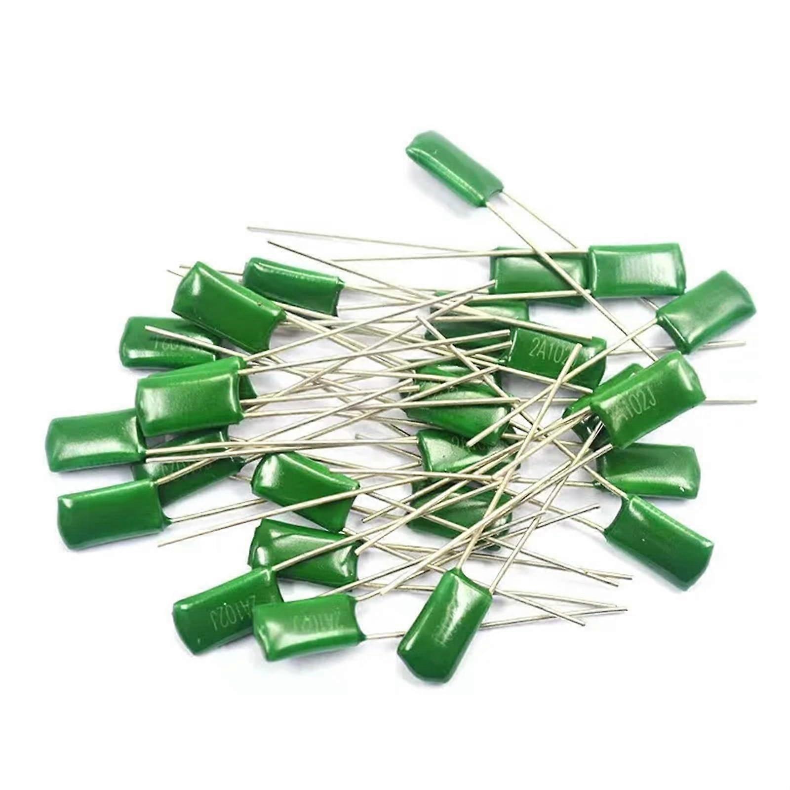 50pcs Polyester Film Capacitors 100V Assortment Pack for Electronics Projects, Reliable Circuit Components