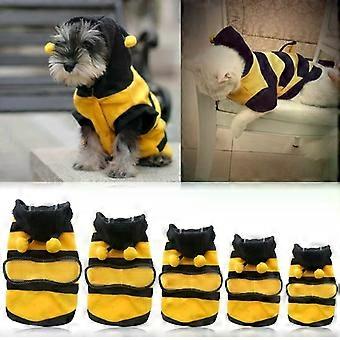 Bee Pet Puppy Coat Apparel Outfit Fleece Clothes Dog Cat Hoodie Fancy Costume Halloween Cosplay Sweater Hoodies
