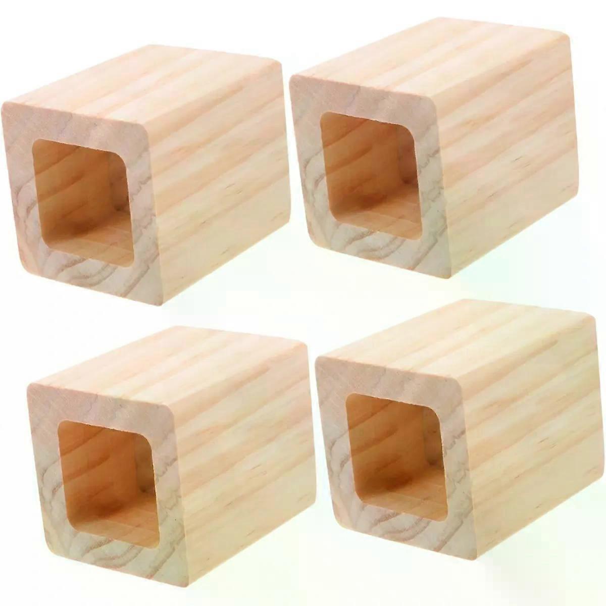 Wood Bed Riser Blocks 4pcs for Sofas and Beds, Khaki