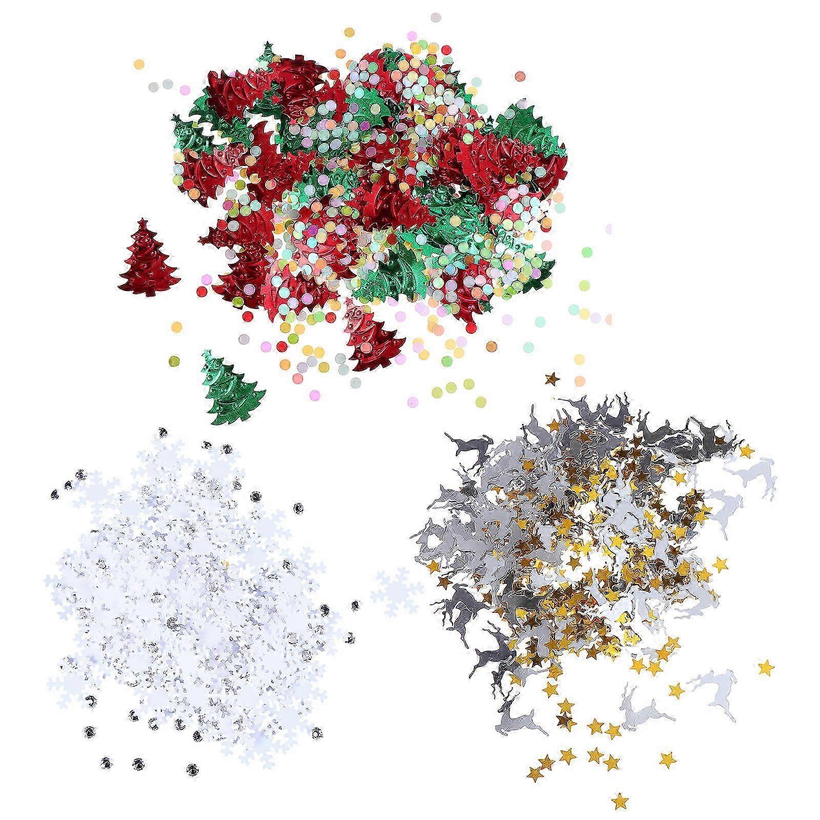 Xmas Confetti Plastic Snowflake Decor compatible with Dining Table 3Packs