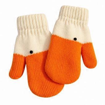 Fun Goose Puppet Mittens Knit Acrylic Winter Gloves Moving Beak Interactive Design Thick Fleece Lined Warm Cute Photo Prop for