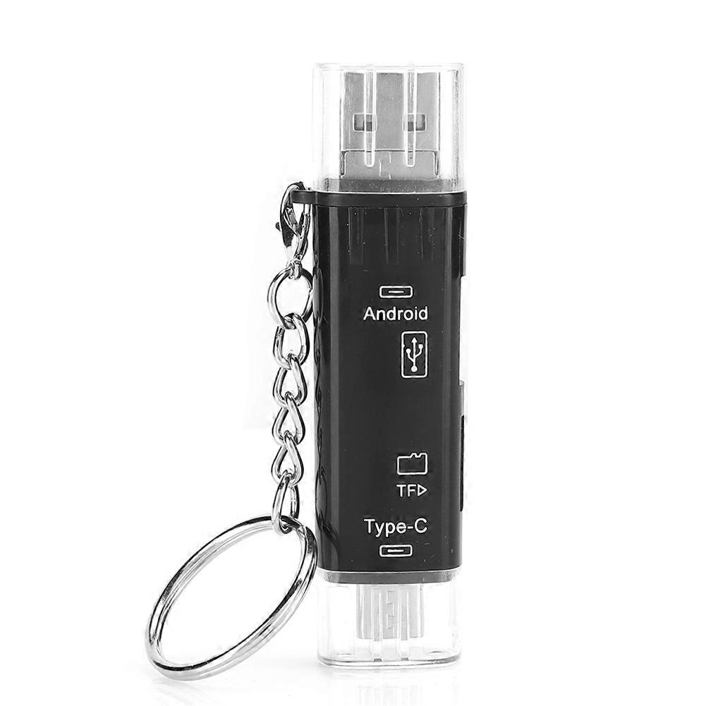 5 in 1 Type C OTG USB2.0 Multi Function Card Reader Memory Card Micro Memory Card Adapter(Black )