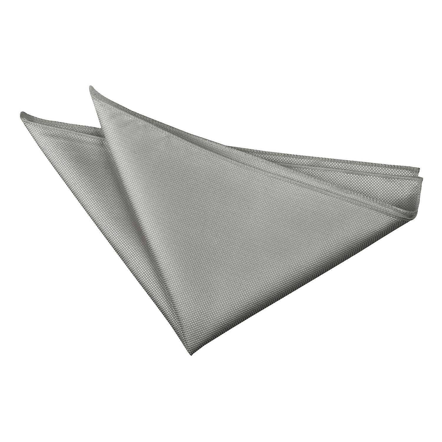 Silver Solid Check Pocket Square