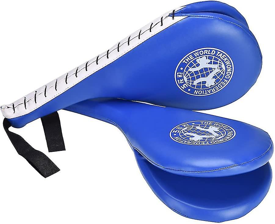 1 Pair Target Taekwondo Pad Double Paddles Strike Racket For Tae Boxing Karate Training blue