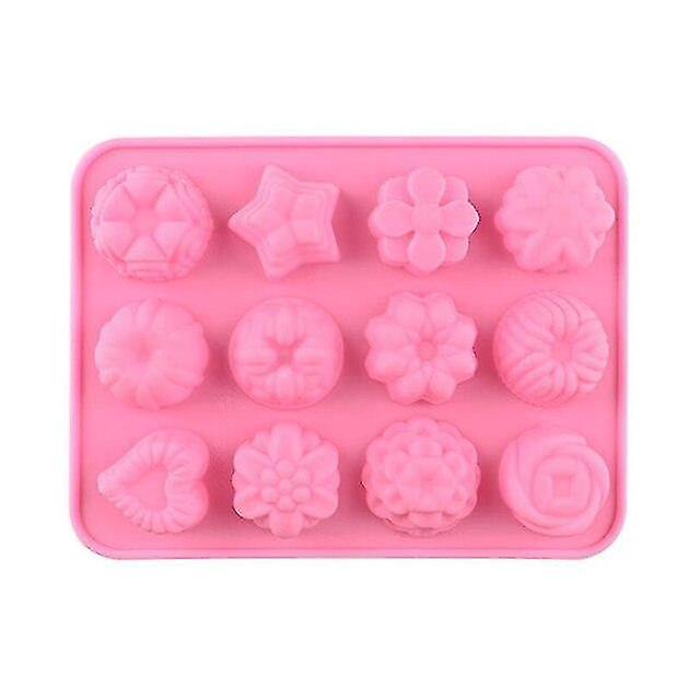 12 Even Rose Flower Shape Ice Cube Mold Green