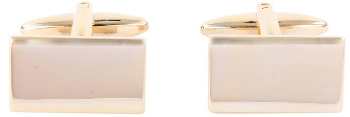 David Van Hagen Shiny Rectangle Gold Plated Cufflinks - Gold