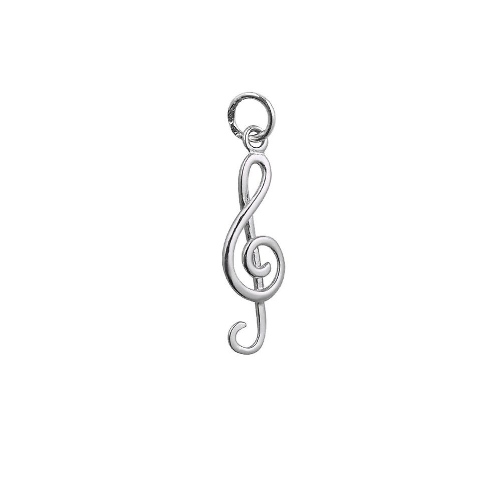Silver 23x9mm G Clef Pendant or Charm