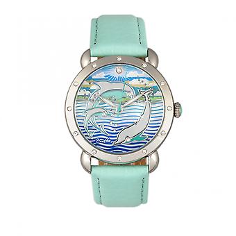 Bertha dameshorloge Estella MOP lederen-Band-zilver/Turquoise