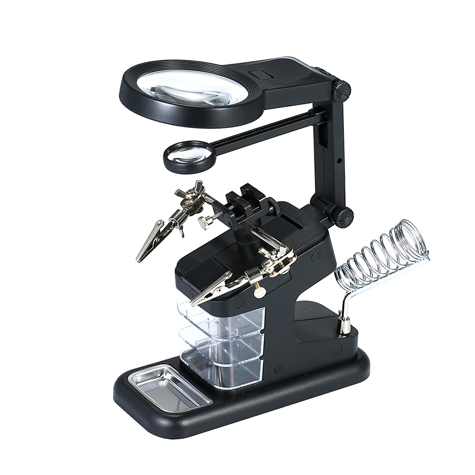 Multi-Functional Welding Magnifier 3X/4.5X/25X LED Light Desktop Magnifier USB Port Soldering Stand