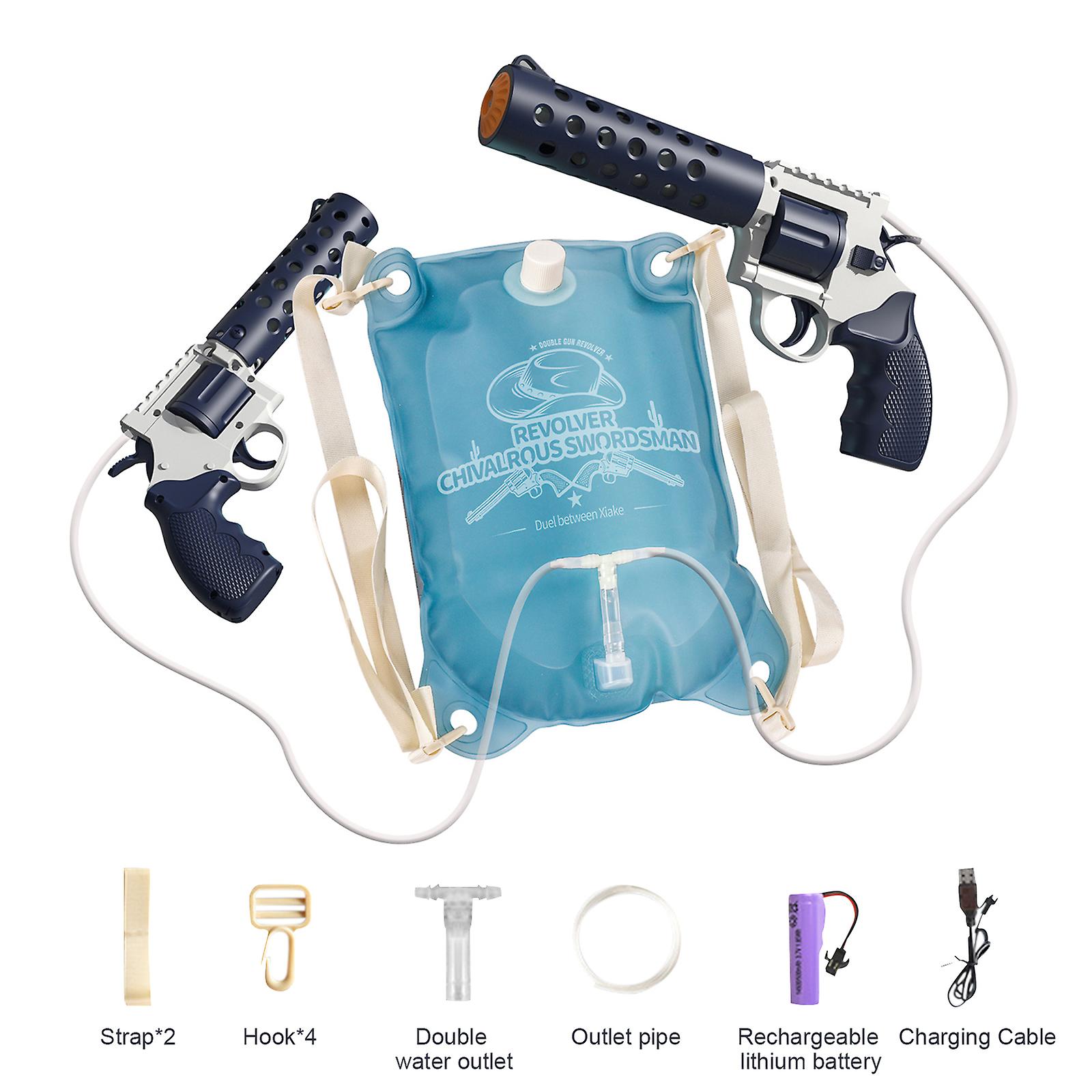 אקדחי מים חשמליים לילדים, אקדחי שפריץ אוטומטי 2000 סמ"ק עד 26 רגל כפתור אחד אקדח מים עוצמתי השקה רציפה 2000+פעמים קיבולת גבוהה מתכווננת B