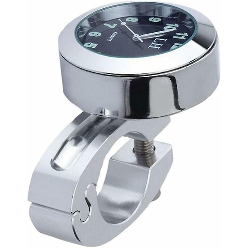 Motorcycle Handlebar Clock Mini Motorcycle Clock Watch Motorcycle Accessory Handlebar Mount Digital Clock 7/8 Waterproof (Silver)