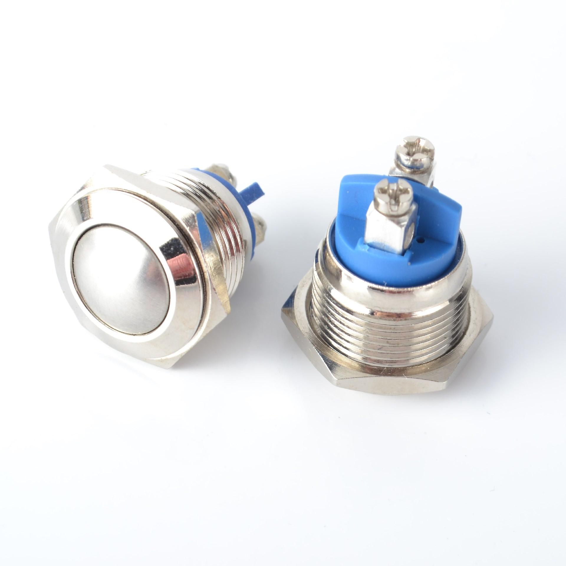 Silver 12V DC Waterproof Momentary Push Button Switch - 20A, Metal Circle, For Car Horn, Boat, Marine, DIY Electronics