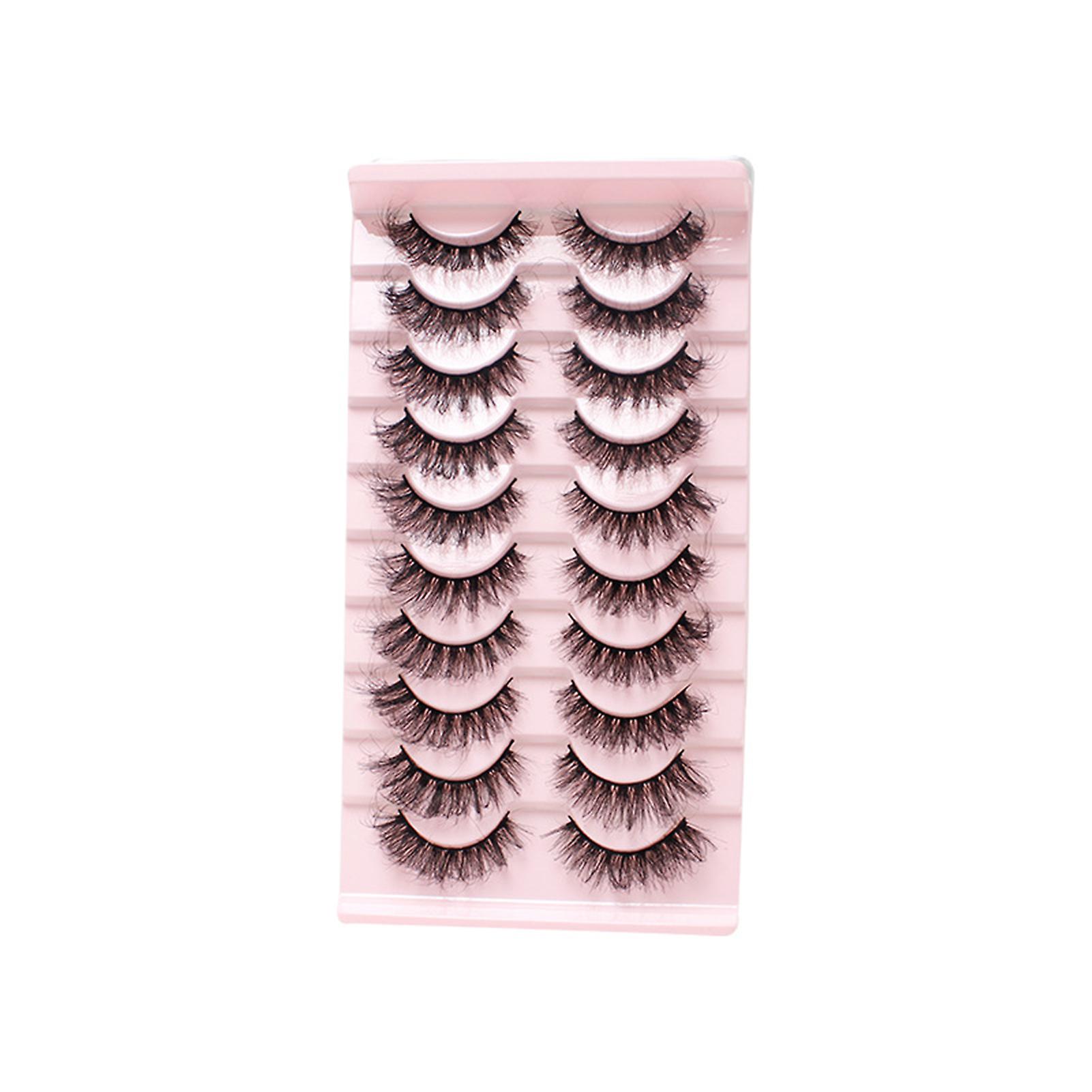 10 Pairs Dense Soft Artificial Eyelashes Diy Fluffy Effect Lightweight Lashes