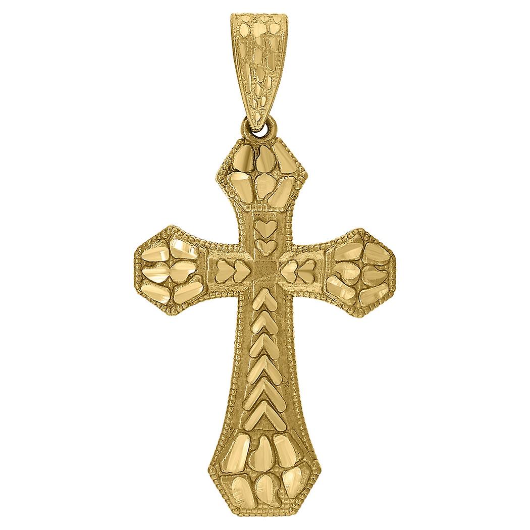 10k Gold Dc Nugget Mens Cross Height 58.5mm X Width 29.7mm Religious Charm Pendant Necklace for Men