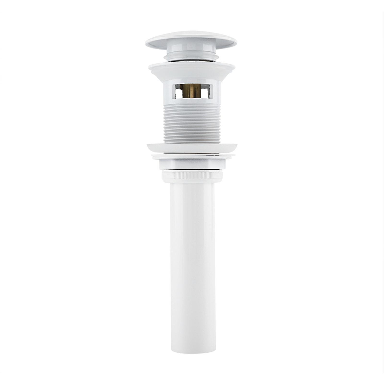 Kitchen Bathroom Basin Sink White Coating Brass Pop Up Drain Stopper with Overflow Hole