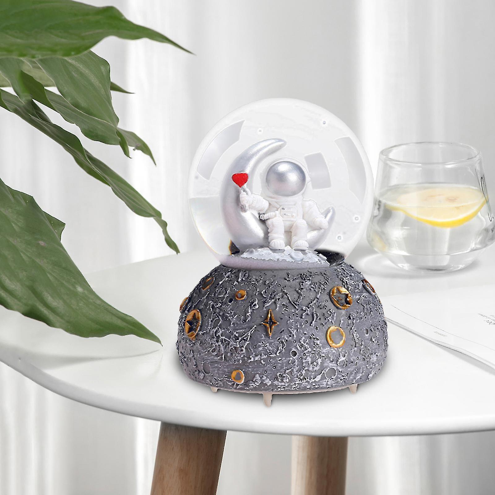Crystal Snow Globe Glowing Crafts Water Globe Lovely Liquid Practical Crystal Space Astronaut Crystal Ball , Gray