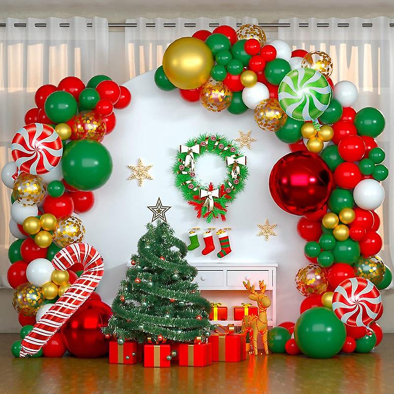 104Pcs Christmas Balloons Garland Arch Kit Xmas Holiday Balloons for Christmas Party