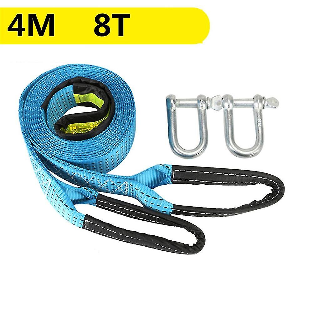 3/4/5m 8 Tons Tow Cable Tow Strap Car Towing Rope With Hooks High Strength Nylon For Heavy Duty Car