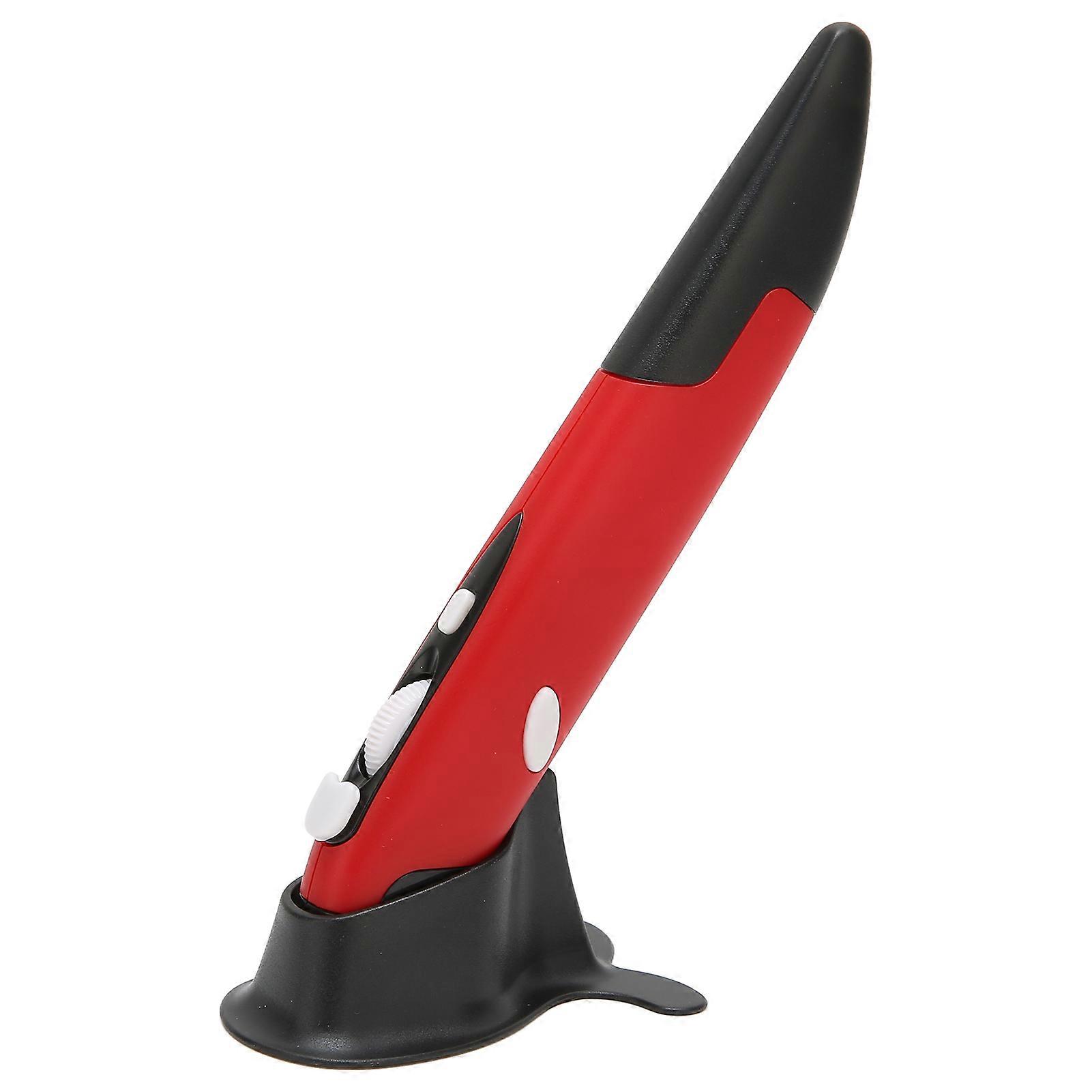 Wireless Optical Pocket Pen Mouse Adjustment 800 1200 1600 DPI Small 2.4GHZ USB Wireless Pen Mouse with Low Voltage Alarm Red