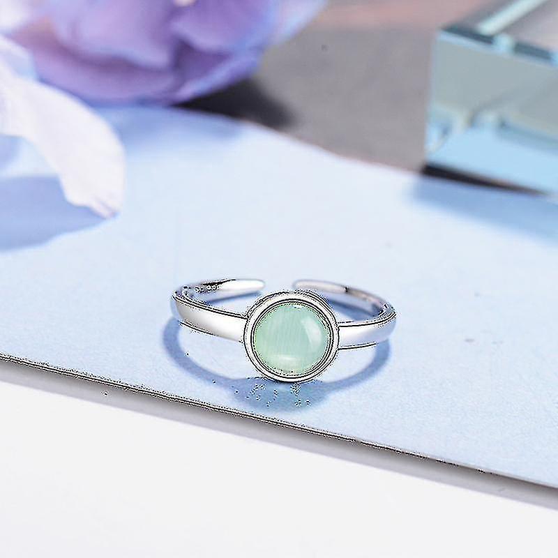 Ezüst színű opál kerek gyűrűk nőknek állítható ujjgyűrű Anillos születésnapi ajándék jz048