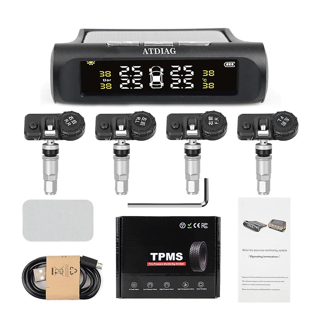 Tire Pressure Detector Smart Car Tpms Tyre Pressure Monitoring System Solar Power Digital Lcd Displa