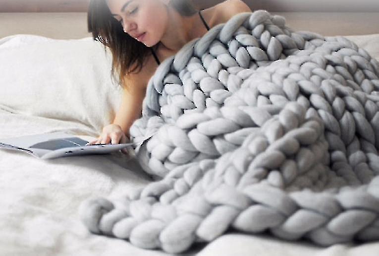 Große klobig gestrickte dicke Decke, Garn Wolle Wurf Sofa Decke