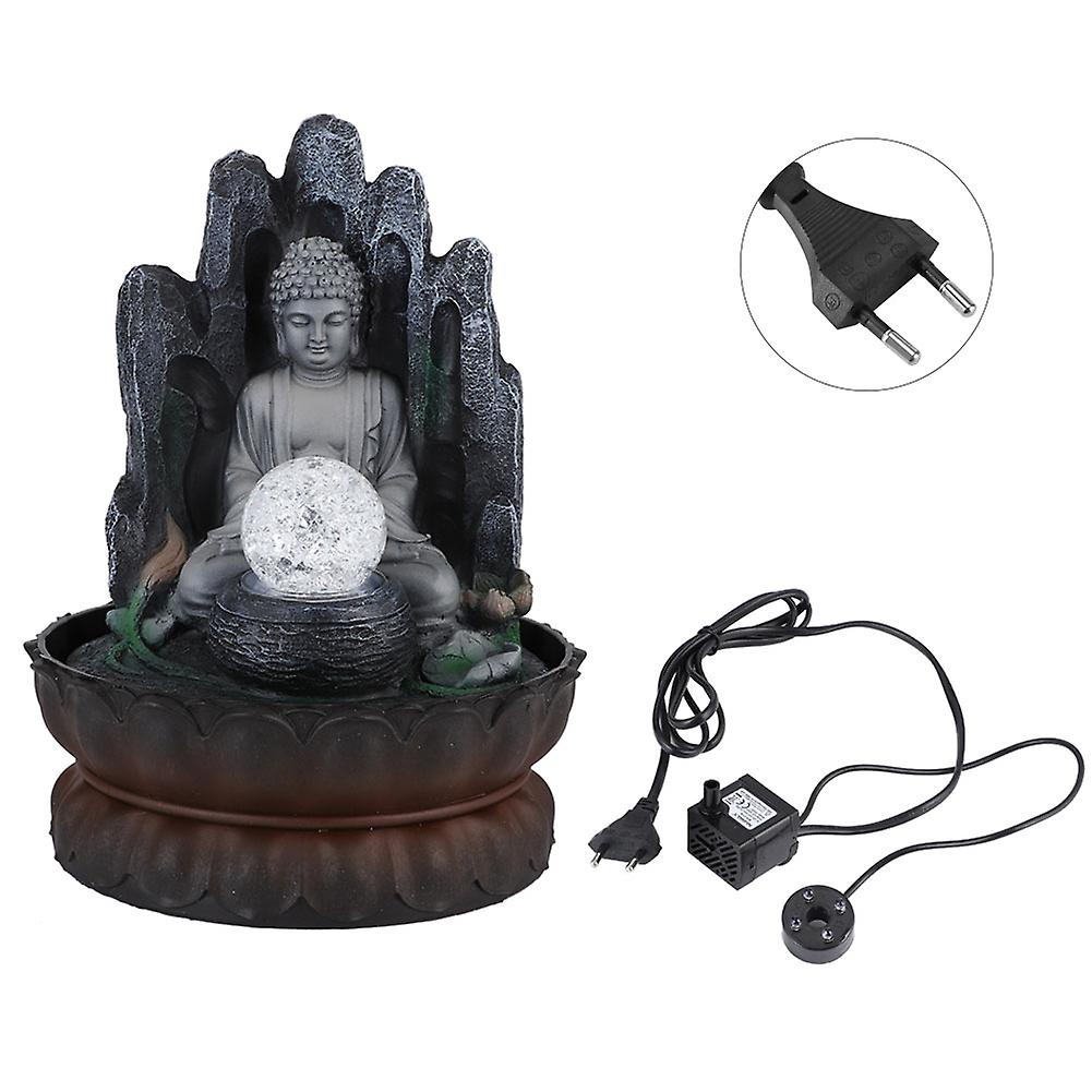 Fontaine de bureau unique en forme de Bouddha, décoration de table en résine avec lumière, prise UE 220 V