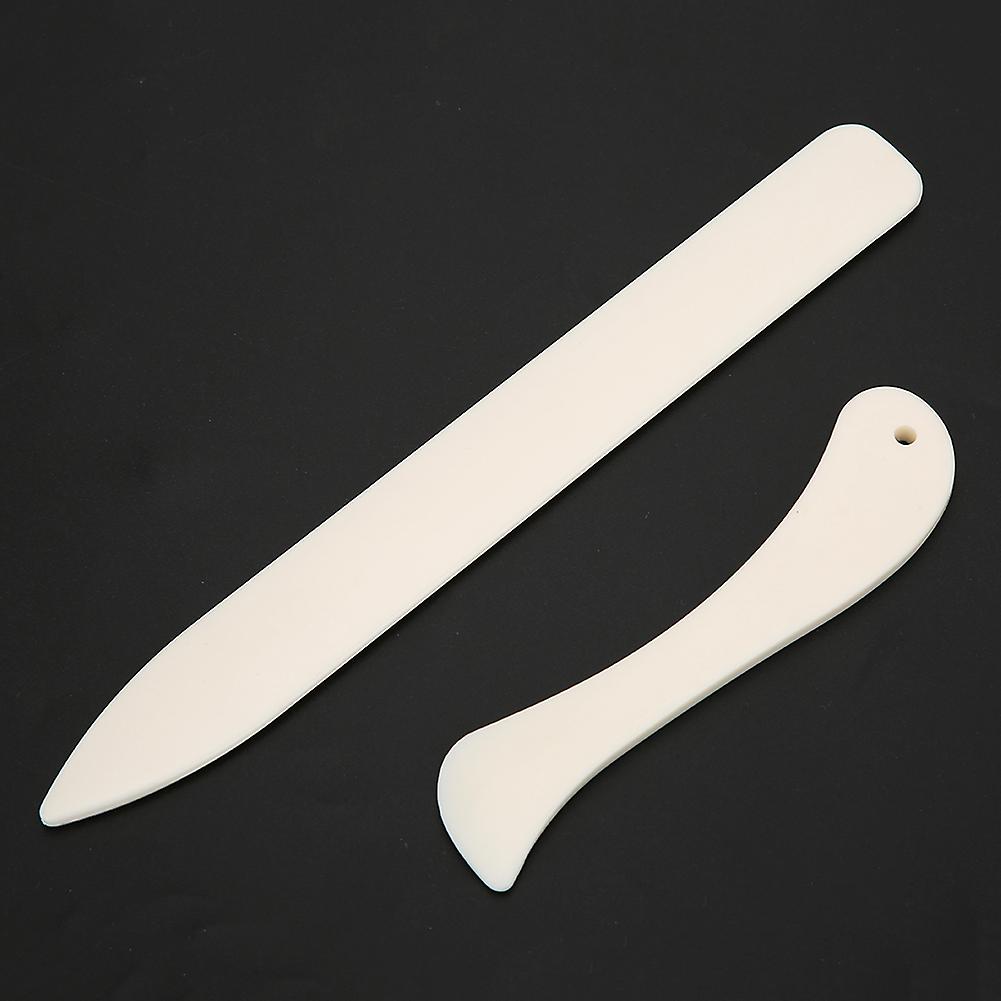 2 Pcs White ABS Bone Folder Set 8.07x0.98in & 4.72x1.18in