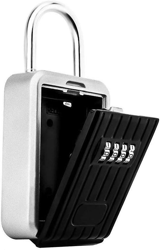 Key Box Storage 4-Digit Metal Password Padlock Holder Anti-theft Door Hanging Combination Lock Organizer for Security Indoors, Outdoors