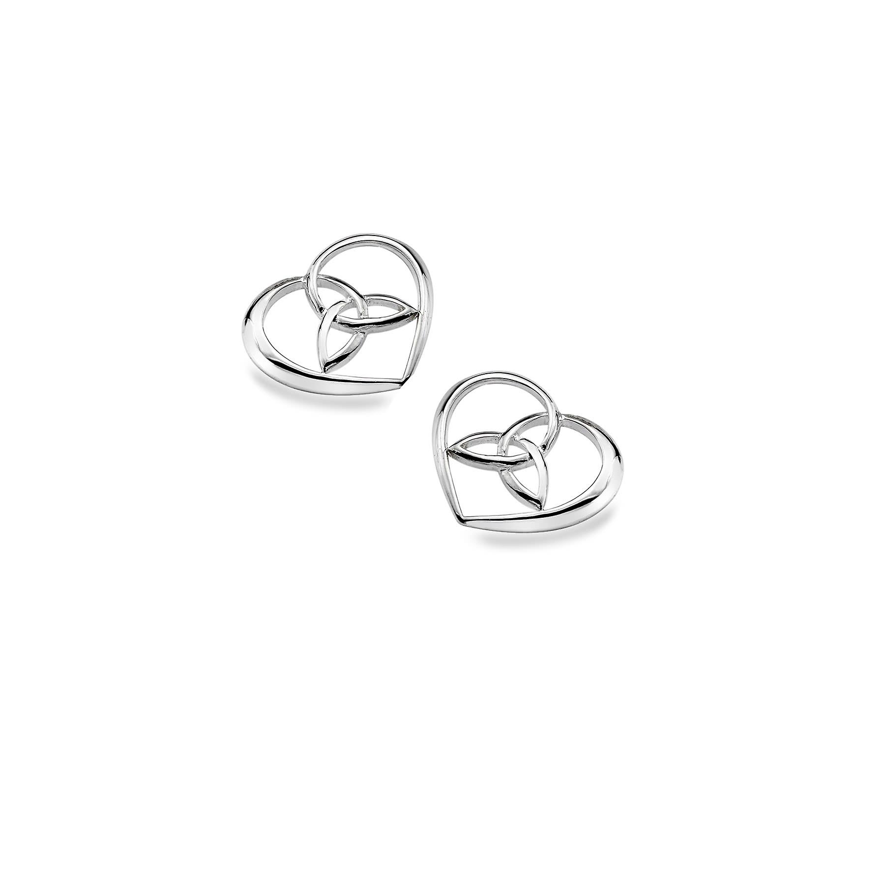 Sterling Silver Stud Earrings - Celtic Trinity Heart