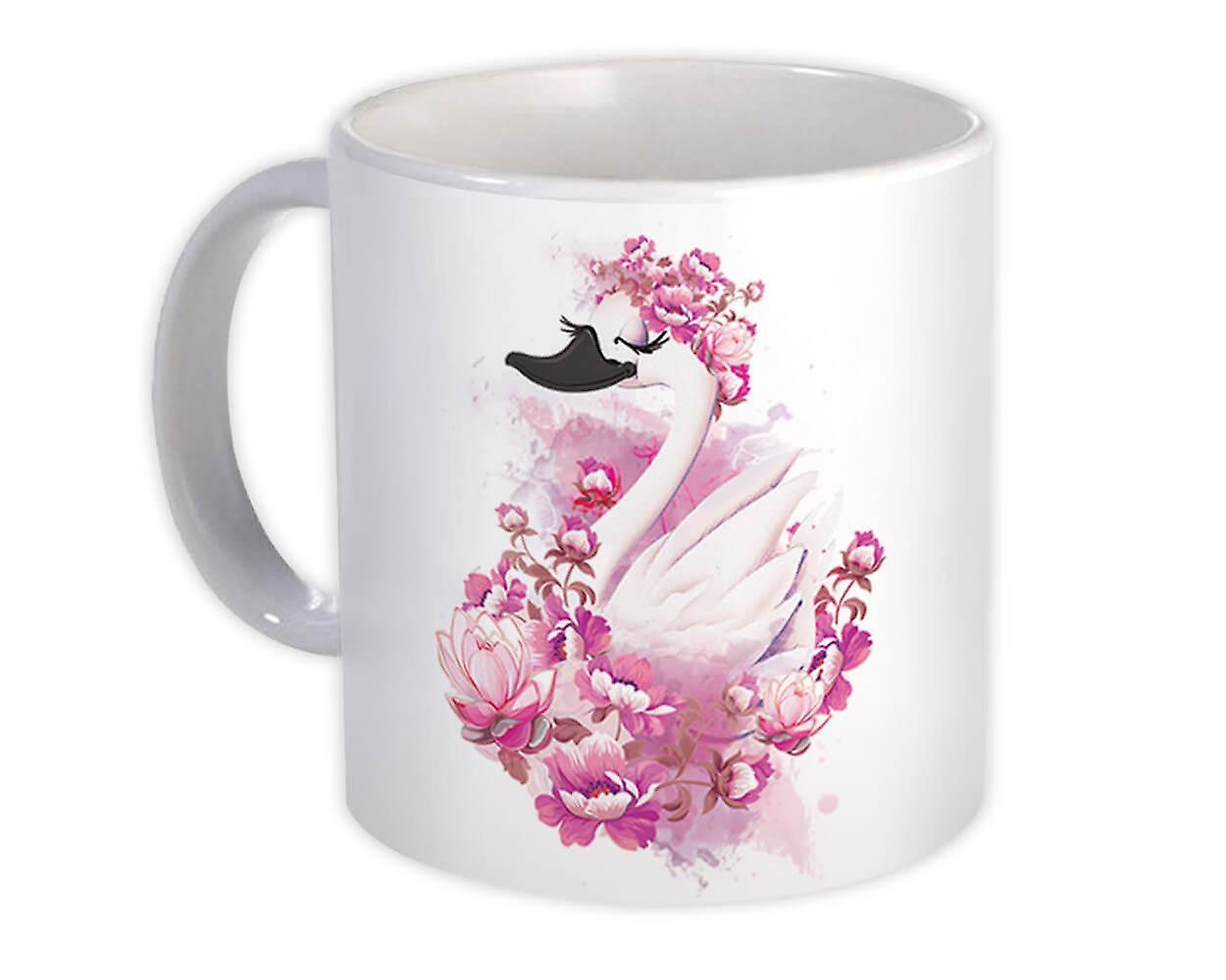 Caneca de Presente: Pássaro flores de cisne