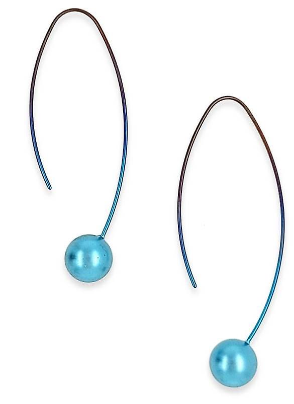 Ti2 Titanium Long Orbit Drop Earrings - Blue
