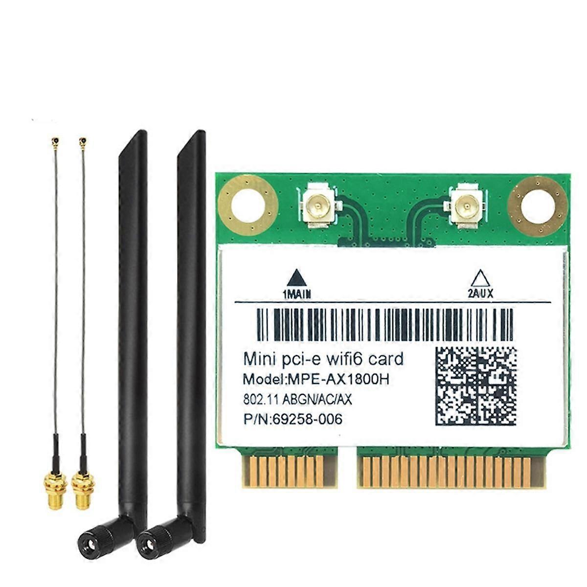 RTL8852BE WIFI6 Card+2xAntennas AX1800M WiFi Bluetooth5.2 2.4GHz/5GHz WIFI Card Adapter 802.11ax for Win10/Win11