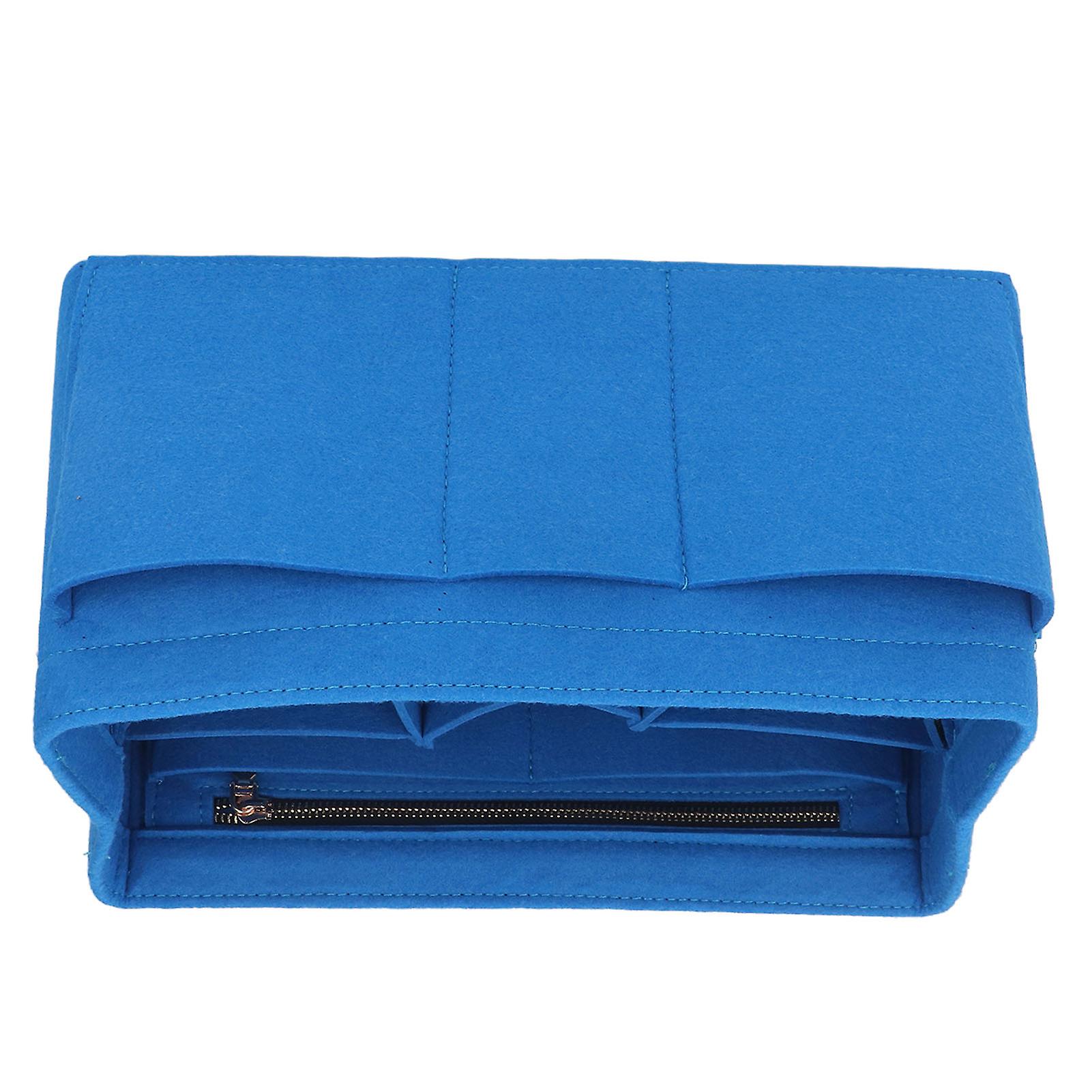 Felt Insert Bag Blue Storage Zipper Multifunctional Felt Makeup Insert Bag for Makeup Travel Blue 