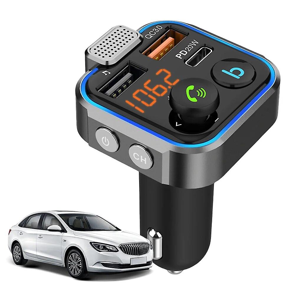 Fast Usb Fm Modulator With Mic Fm Transmitter Wireless Handsfree Car Kit Type-c Pd 20w Bluetooth-compatible 5.0 Car Fast Charger
