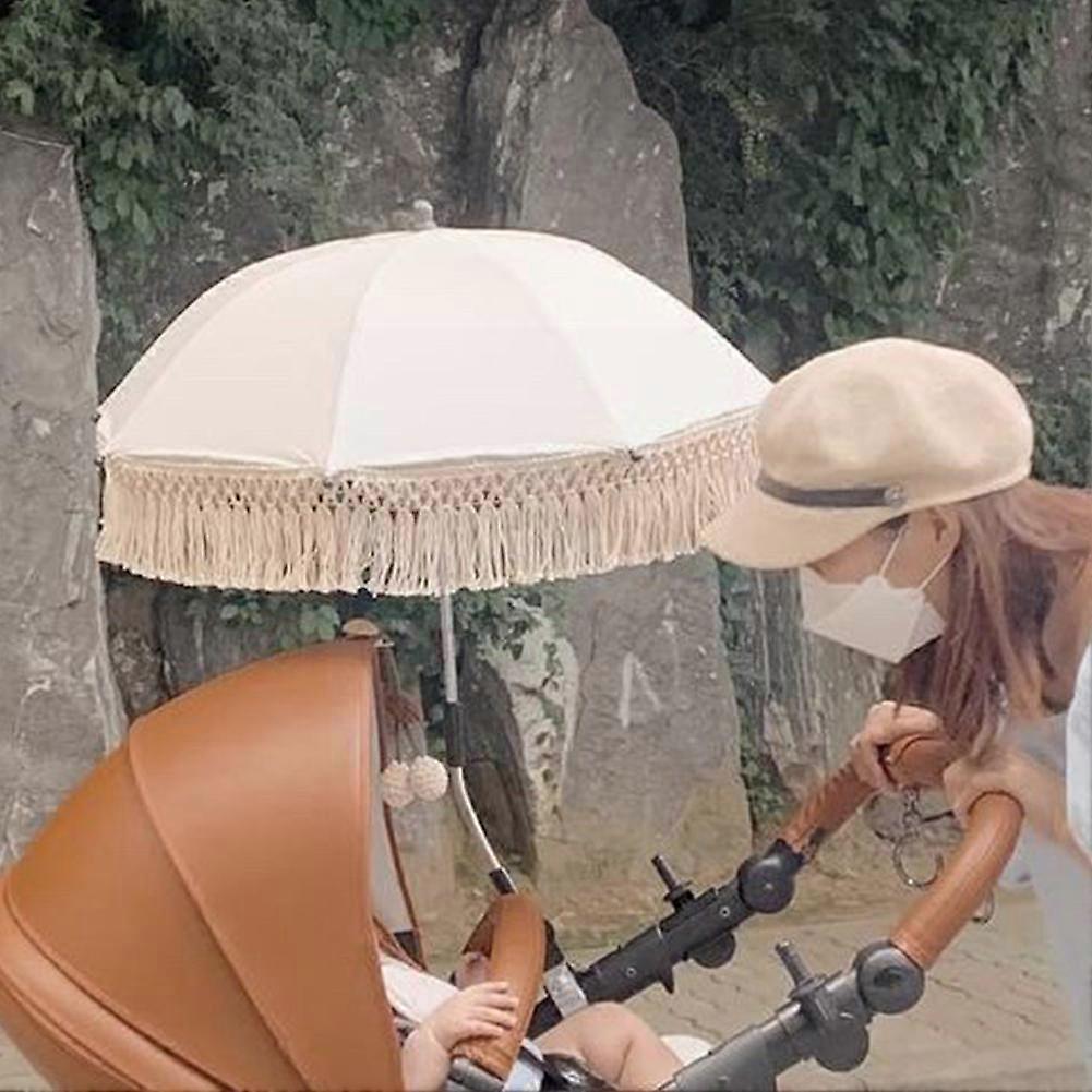 Baby Stroller Sun Protection Parasol Bohemian Vintage UV Sun Folding Umbrella Pushchair Umbrella Parasol Outdoor Fringe Beach