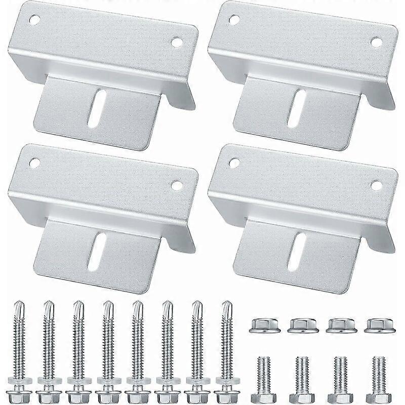 4 Pieces Solar Panel Z Brackets for Solar Panel Mounting, Z Bracket with Nuts and Screws for Motorhome, Roof
