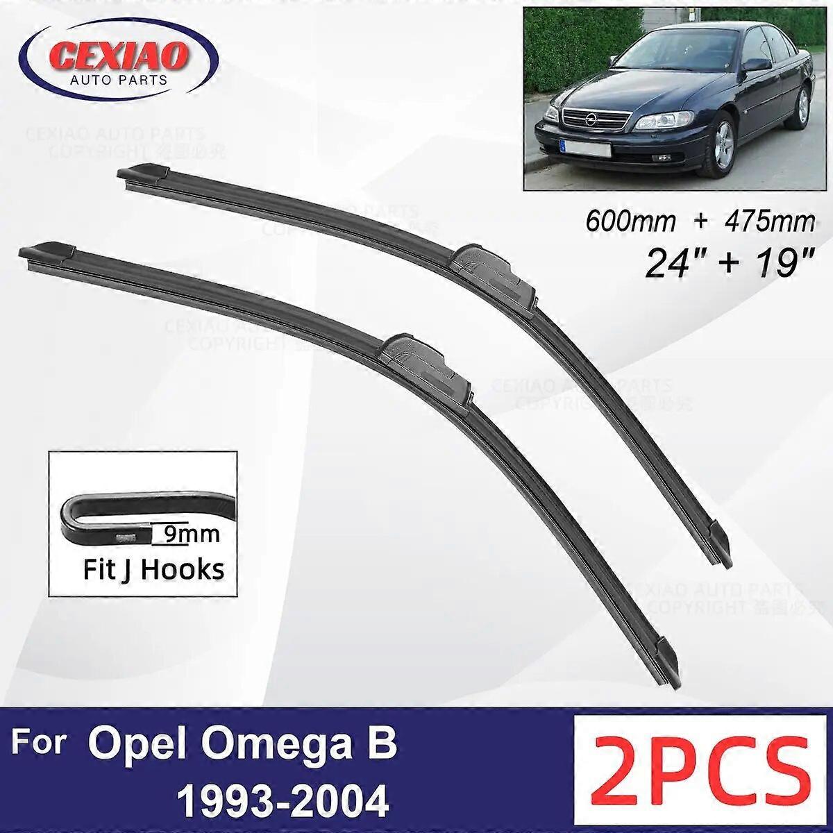 Car Wiper For Opel Omega B 1993~2004 Front Wiper Blades Soft Rubber Windscreen Wipers Auto Windshield 24"+19" 600mm + 475mm FN9U6782