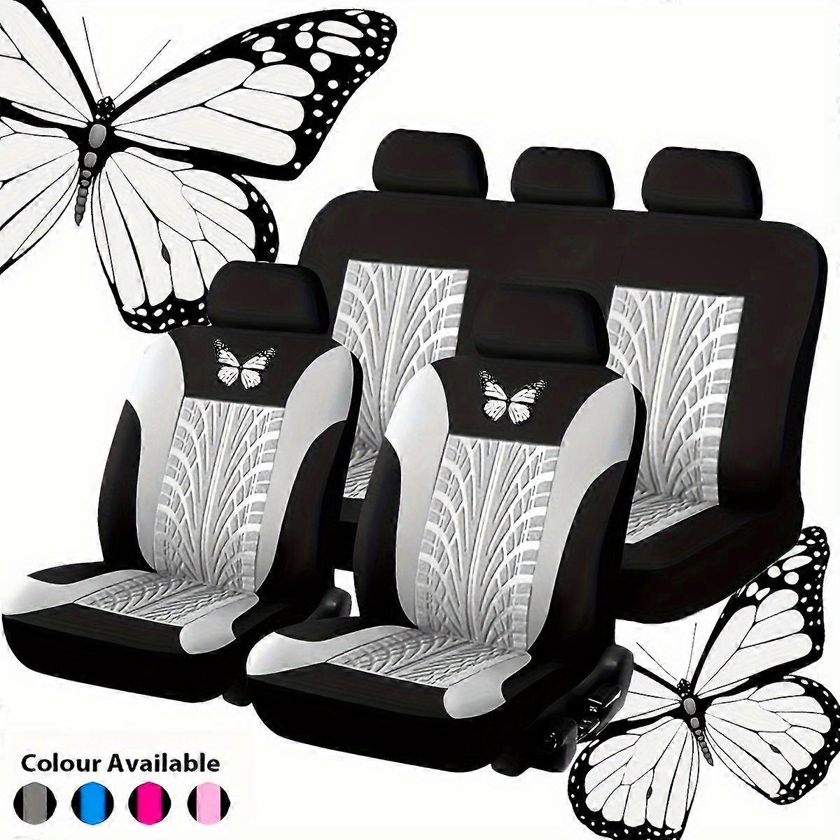 Fit 9-Piece Butterfly Print Car Seat Covers Set - Durable & Comfortable Polyester, Easy Installation - Perfect Gift For Car Enthusiasts