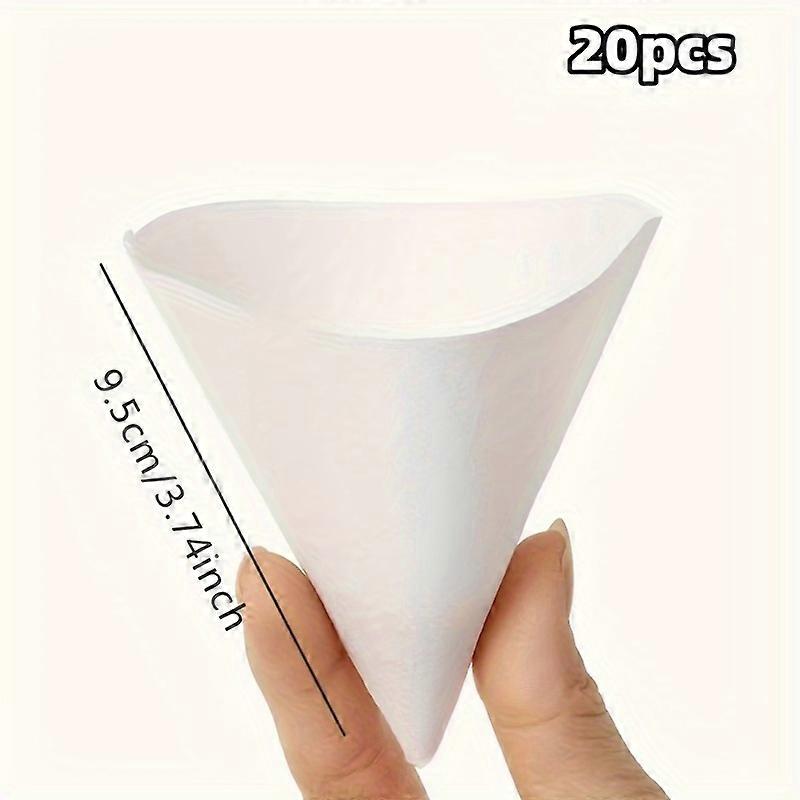 20pcs使い捨てペーパーフィルター、ドリップ醸造用コーヒーフィルターコーン、レストラン、キッチン、カフェ用の充電されていないペーパーフィルター