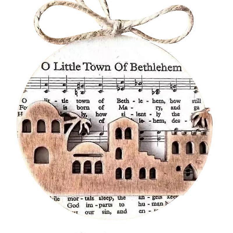 Music Sheet Nativity Ornament, Nativity Scene Music Sheet Ornaments Wooden