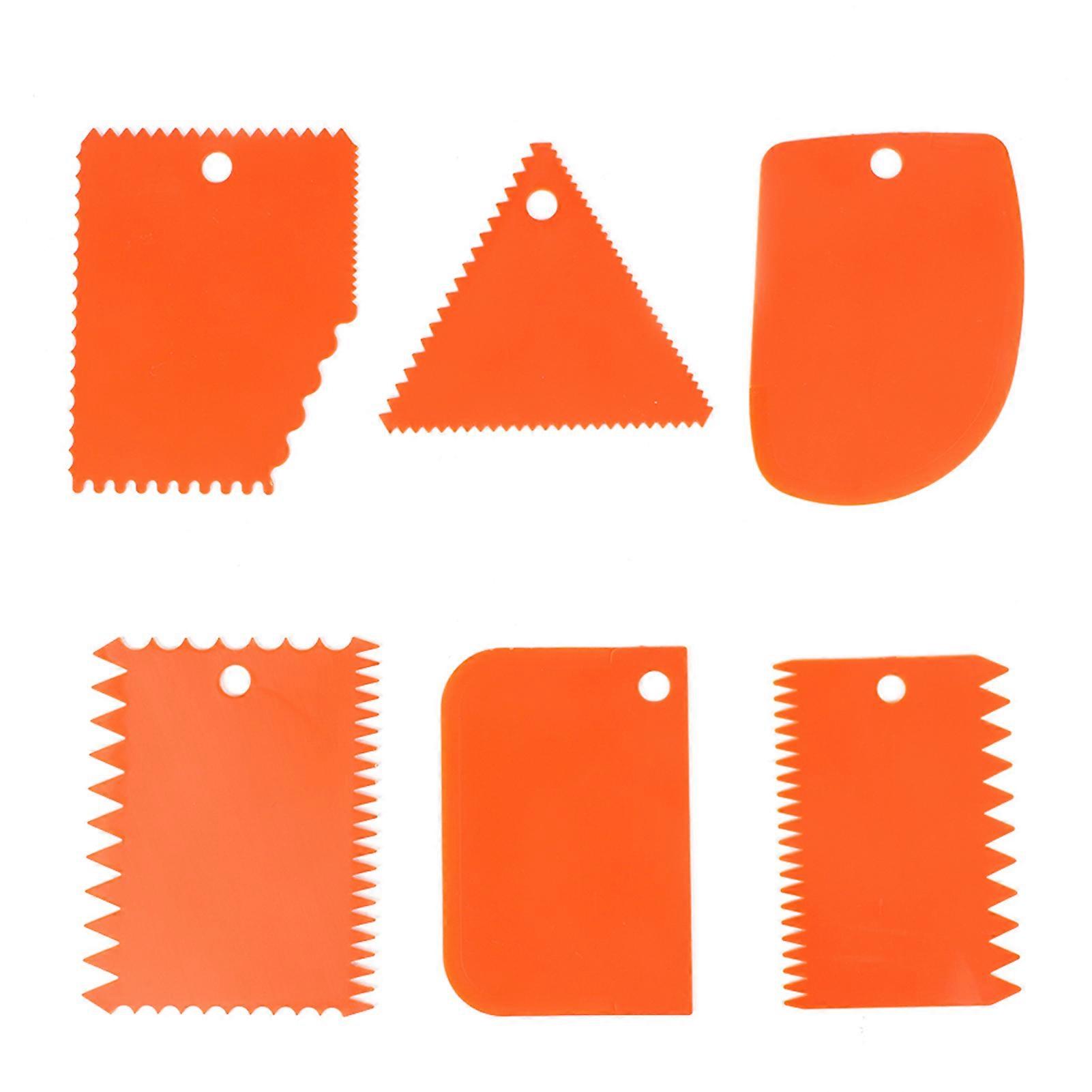 6Pcs Orange Plastic Clay Scraper Handle Carved Soft Clay Sculpture DIY Tool