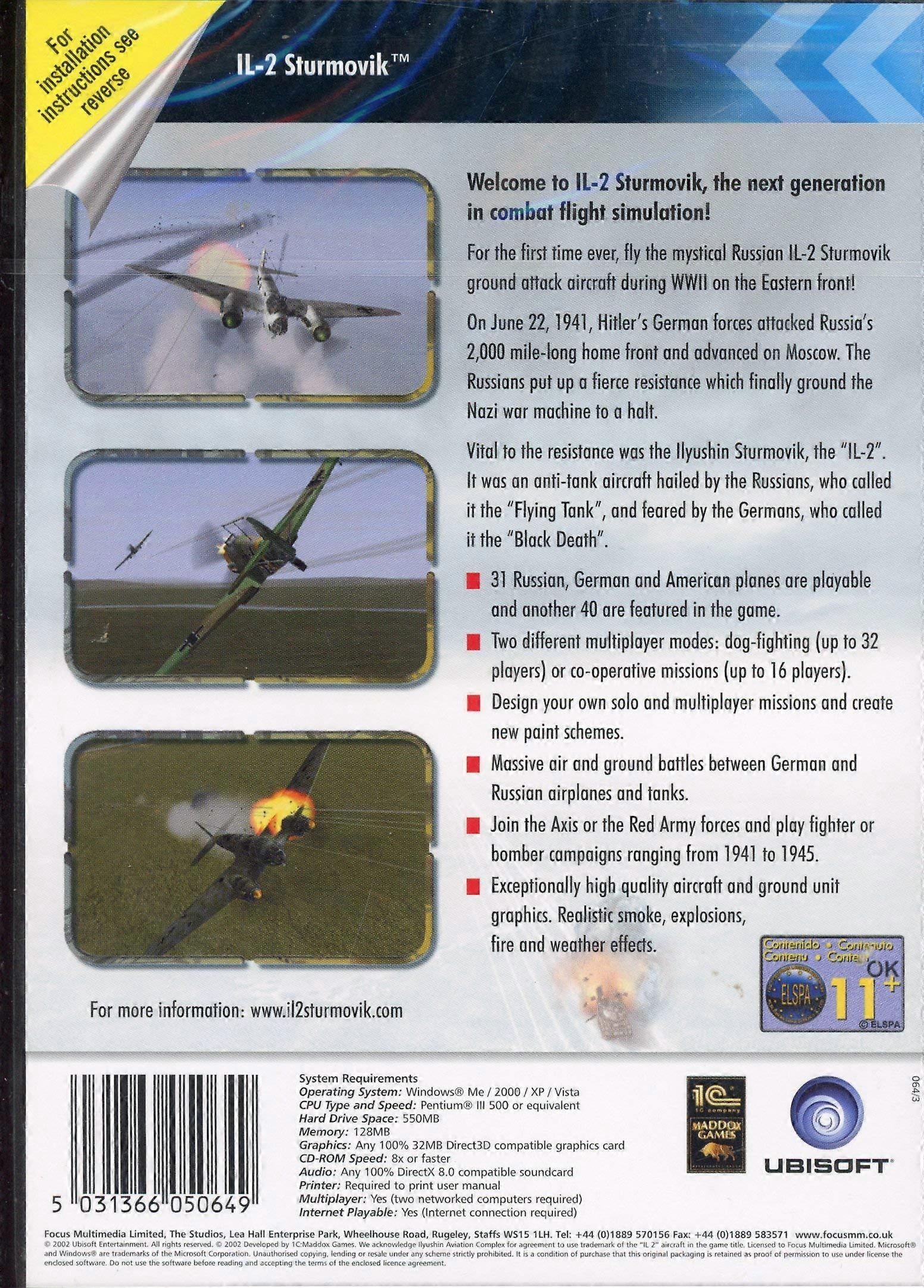 Jeu PC IL-2 Sturmovik - Big Box Française Avec Notice - Simulation De Vol - État Bon