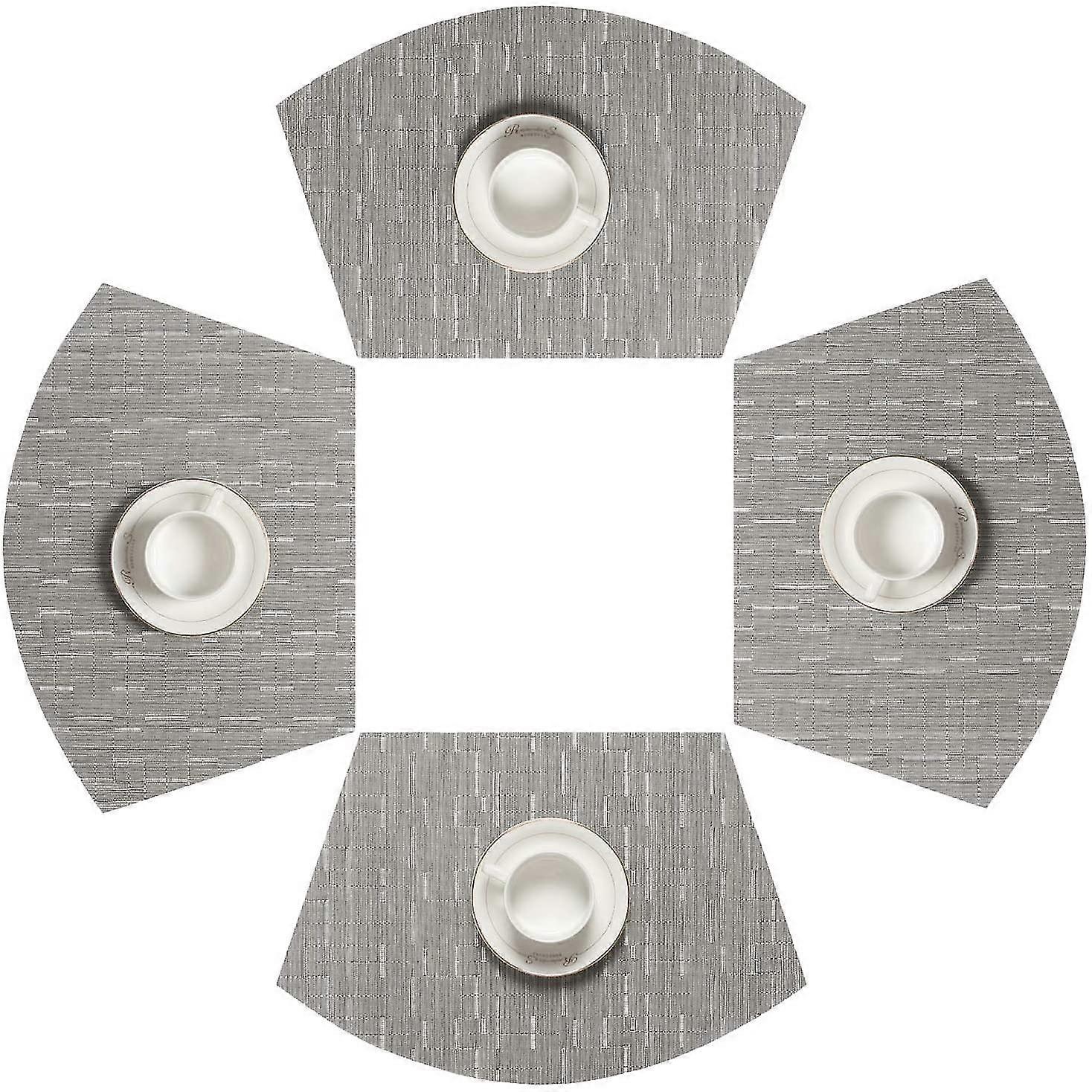 Ensemble de 4 sets de table tressés en pvc lavable résistant à la chaleur Ensemble de 4 sets de table en forme de coin (gris argent)