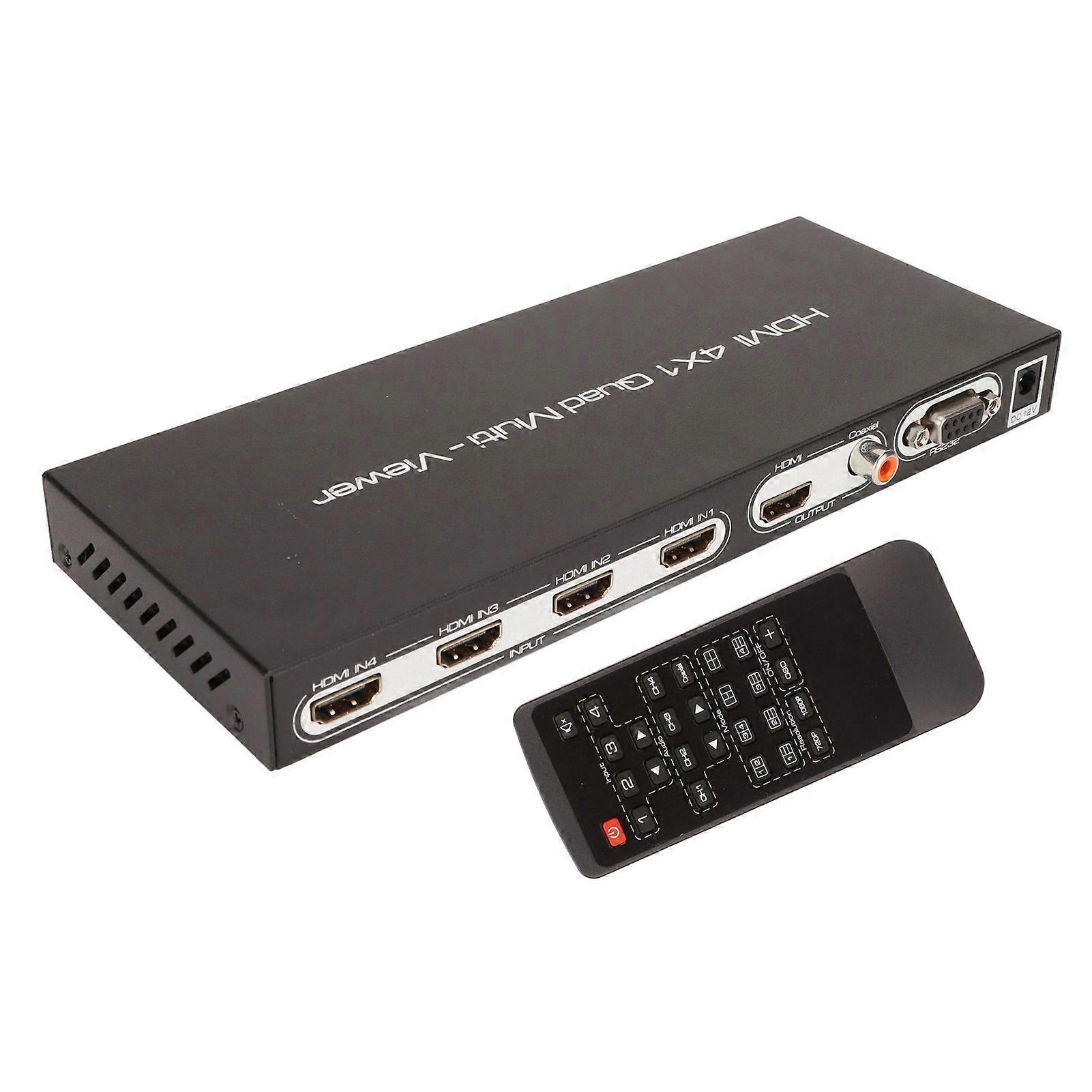 HD Multimedia Interface 4x1 Quad Multi Viewer 4 in 1 Out HD Multimedia Interface Switcher 100240V US Plug