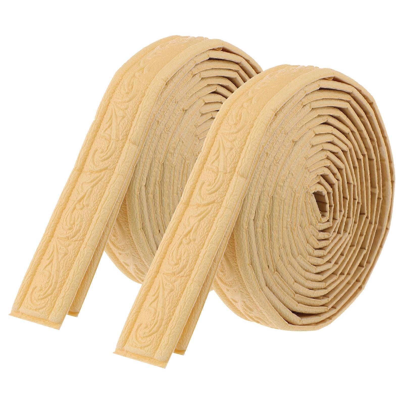 2pcs Thickened Wall Trim Skirting Border Sticker Self-adhesive Wall Molding Skirting Line Baseboard Border
