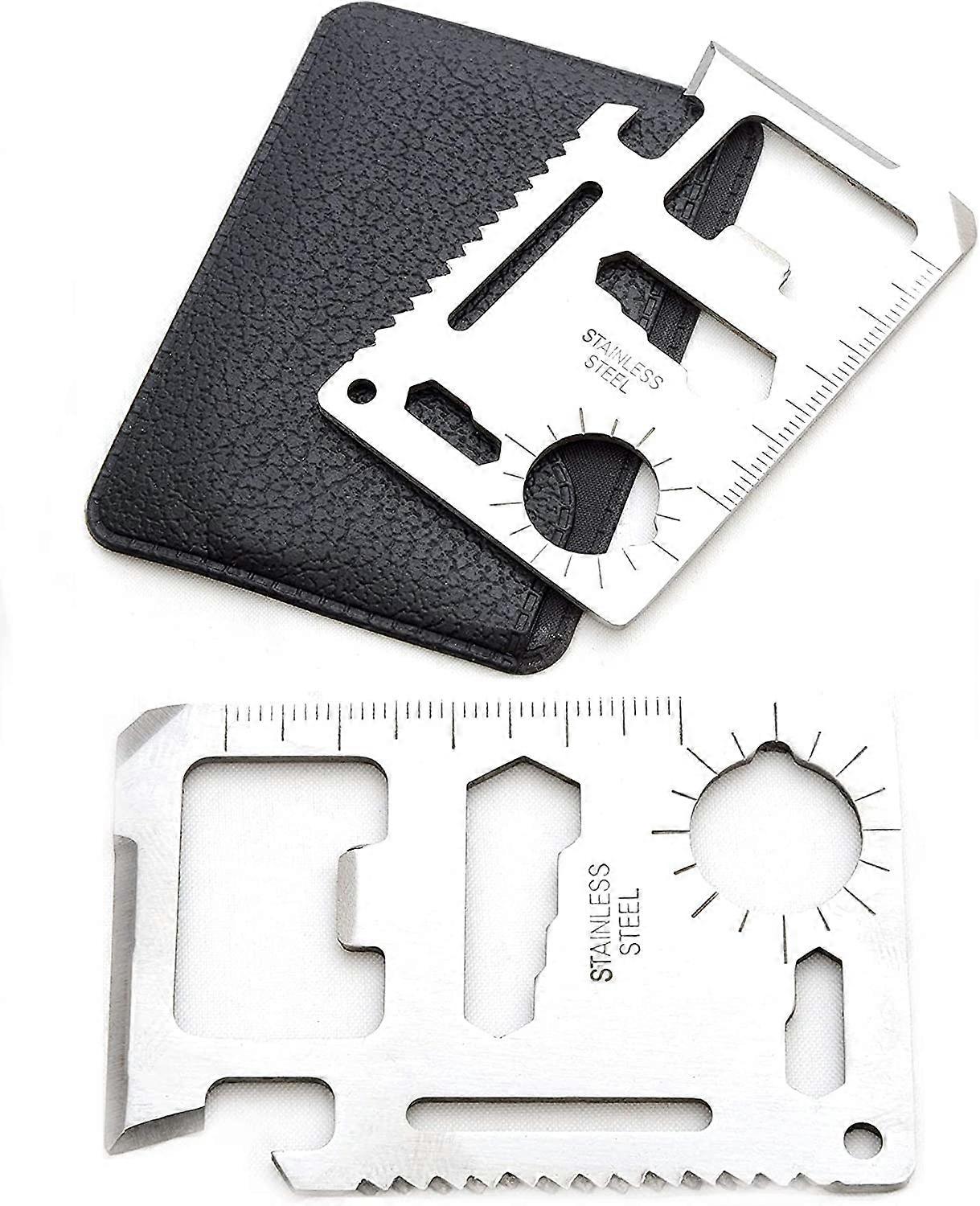 2 Pcs Card Tools, Multi-Function Credit Card Tools, Pockets, Wallet Tools, Keychain Tools, with Protective Cover, Outdoor Rescue Tools, Keys, Rulers