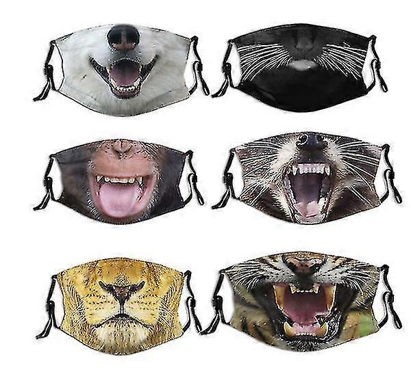 6pcs Funny Animal Mask Dustproof-lavable & Reusability