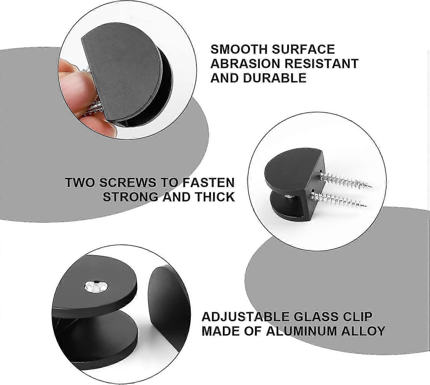 Adjustable Glass Holders, Aluminum Alloy Glass Holder With Non-slip Screws Shelf Bracket For Glass And Board